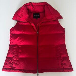 TALBOTS Duck Down Puffer Vest Womens Petite Medium Red Quilted Outdoor Jacket